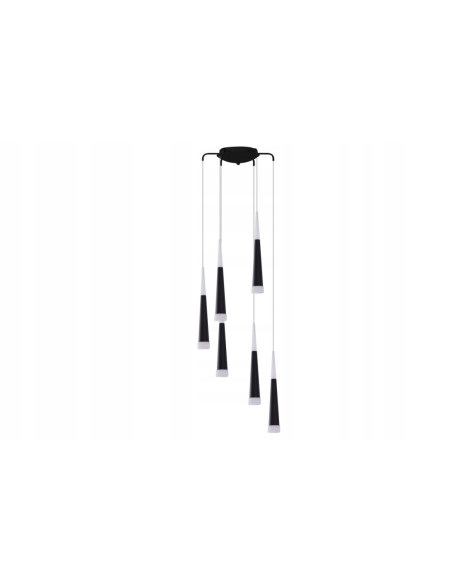 Lampa wisząca Brina 6 - nowoczesny żyrandol stożkowy z mlecznymi detalami do biura, kuchni i salonu.