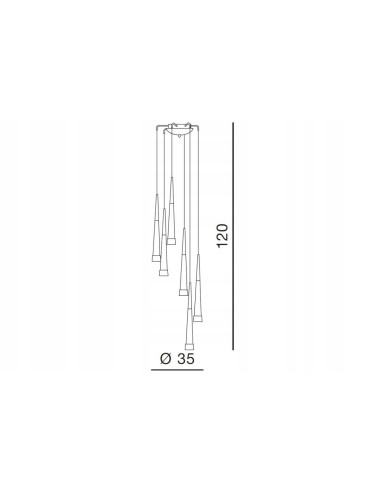 Lampa wisząca Brina 6 - nowoczesny żyrandol stożkowy z mlecznymi detalami do biura, kuchni i salonu.