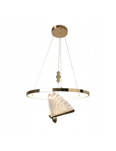 Lampa wisząca Marissa Ring LED w złotym kolorze z motywem motyla - nowoczesny akcent do eleganckich wnętrz