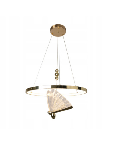 Lampa wisząca Marissa Ring LED w złotym kolorze z motywem motyla - nowoczesny akcent do eleganckich wnętrz