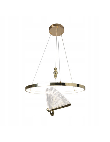 Lampa wisząca Marissa Ring LED w złotym kolorze z motywem motyla - nowoczesny akcent do eleganckich wnętrz