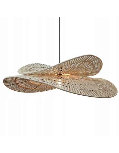 Lampa wisząca Raya z rattanu w stylu skandynawskim - brązowa, 1xE27, elegancka do sypialni i salonu