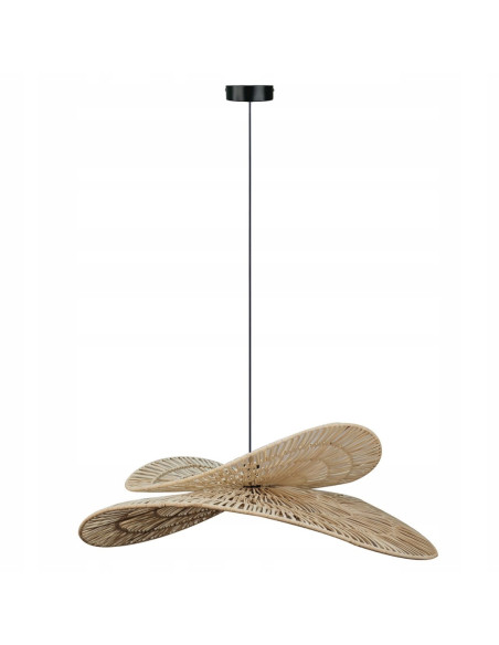 Lampa wisząca Raya z rattanu w stylu skandynawskim - brązowa, 1xE27, elegancka do sypialni i salonu