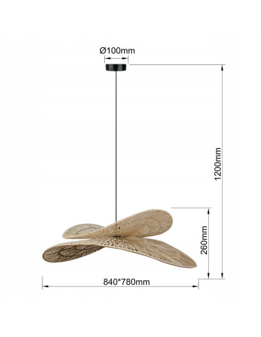 Lampa wisząca Raya z rattanu w stylu skandynawskim - brązowa, 1xE27, elegancka do sypialni i salonu