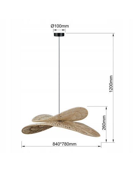 Lampa wisząca Raya z rattanu w stylu skandynawskim - brązowa, 1xE27, elegancka do sypialni i salonu