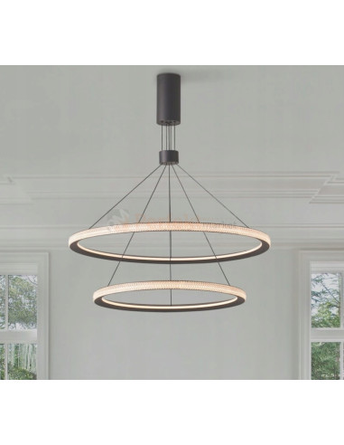 Lampa wisząca LED DIEGO – nowoczesny czarny design, 2 źródła światła, idealna do kuchni i salonu