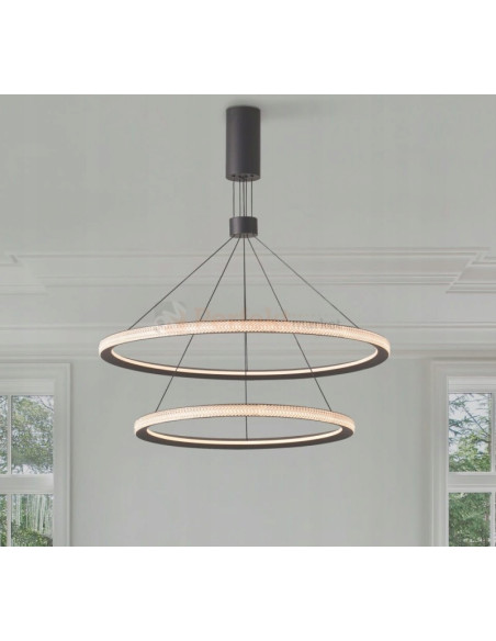Lampa wisząca LED DIEGO – nowoczesny czarny design, 2 źródła światła, idealna do kuchni i salonu