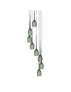 Lampa wisząca Izza 8 w oliwkowym kolorze - nowoczesne oświetlenie z retro akcentem, 8 źródeł światła E14