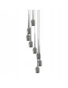 Żyrandol Izza 8 w czerni i szarości, nowoczesne oświetlenie z przydymionymi kloszami, idealne do eleganckich wnętrz