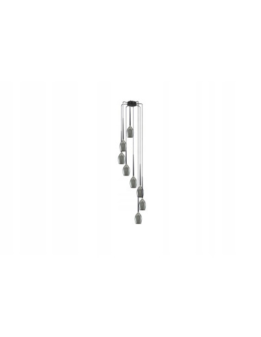 Żyrandol Izza 8 w czerni i szarości, nowoczesne oświetlenie z przydymionymi kloszami, idealne do eleganckich wnętrz