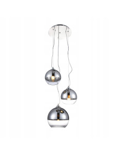 Lampa wisząca Silver Ball 3-punktowa - elegancka oprawa w stylu glamour do salonu, jadalni i biura