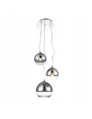 Lampa wisząca Silver Ball 3-punktowa - elegancka oprawa w stylu glamour do salonu, jadalni i biura
