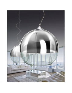 Lampa wisząca Silver Ball 3-punktowa - elegancka oprawa w stylu glamour do salonu, jadalni i biura 2