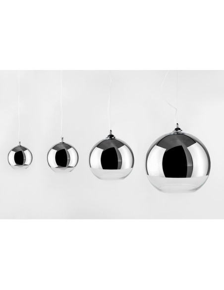 Lampa wisząca Silver Ball 3-punktowa - elegancka oprawa w stylu glamour do salonu, jadalni i biura