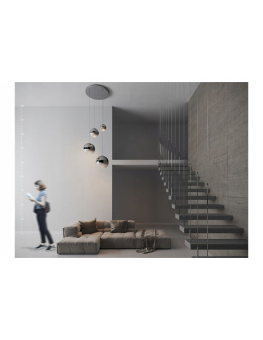 Lampa wisząca Silver Ball 4 - Chromowana, Regulowana, Nowoczesny Design do Salonu, Sypialni i Biura