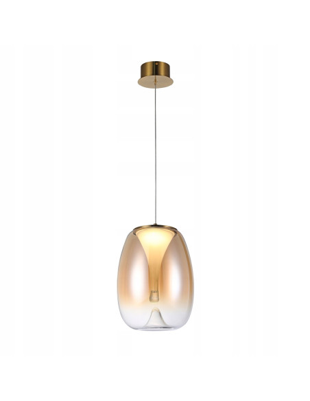 Lampa sufitowa PAMELA - eleganckie oświetlenie w bursztynie i złocie do sypialni i salonu, 150 cm, 1200 lumenów
