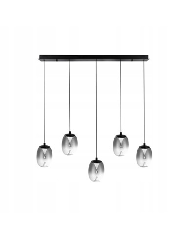 Listwa oświetleniowa PAMELA LED 5-punktowa z regulowanymi kloszami, czarna, nowoczesna do salonu i kuchni