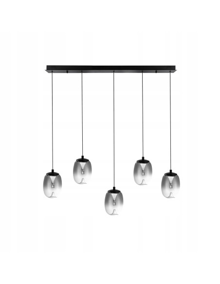 Listwa oświetleniowa PAMELA LED 5-punktowa z regulowanymi kloszami, czarna, nowoczesna do salonu i kuchni