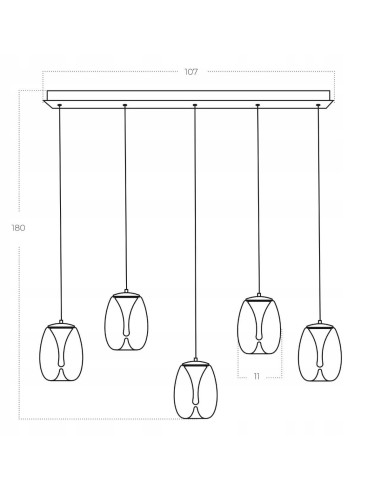 Listwa oświetleniowa PAMELA LED 5-punktowa z regulowanymi kloszami, czarna, nowoczesna do salonu i kuchni