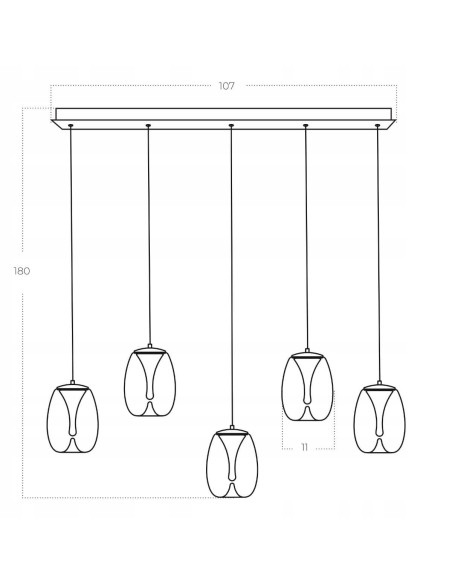 Listwa oświetleniowa PAMELA LED 5-punktowa z regulowanymi kloszami, czarna, nowoczesna do salonu i kuchni