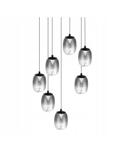 Lampa wisząca LED PAMELA AZ6270, 7-punktowa z zaokrąglonymi kloszami, czarna/szara, nowoczesna do salonu i biura 2