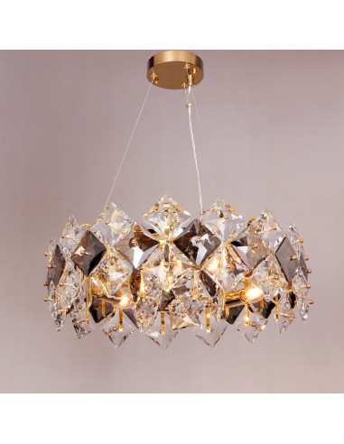 Lampa wisząca Tiara - luksusowa lampa w kształcie korony z 6 punktami na żarówki E14, idealna do eleganckich wnętrz.