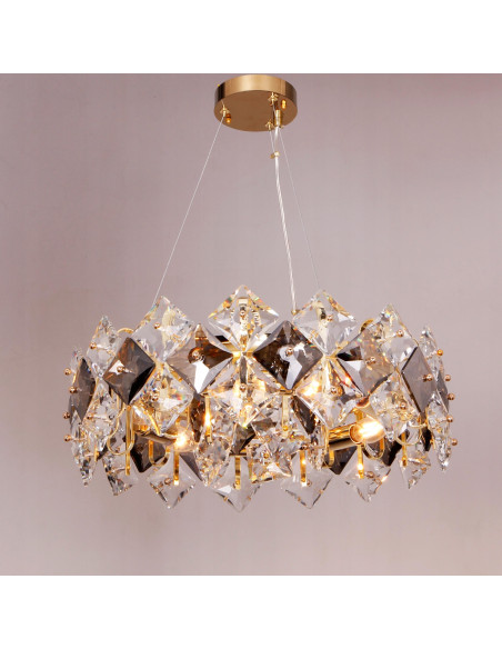 Lampa wisząca Tiara - luksusowa lampa w kształcie korony z 6 punktami na żarówki E14, idealna do eleganckich wnętrz.