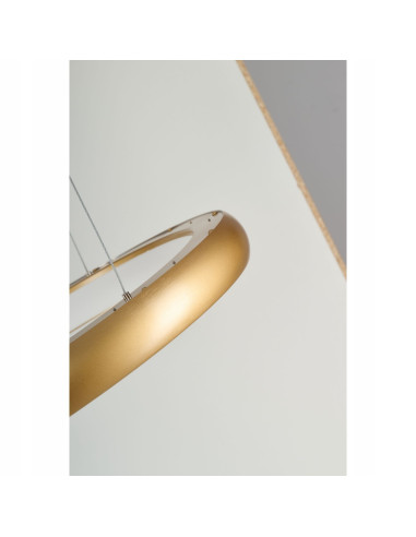 Lampa wisząca ANTONIO w kolorze złotym, regulowana barwa światła, nowoczesny design, 4200 lumenów, z pilotem