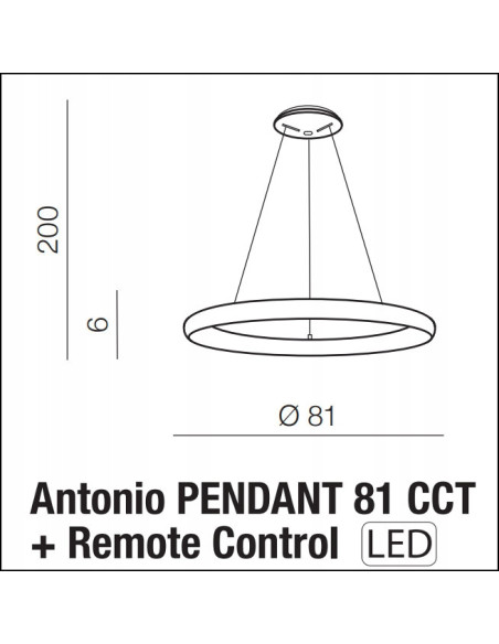 Lampa wisząca ANTONIO w kolorze złotym, regulowana barwa światła, nowoczesny design, 4200 lumenów, z pilotem