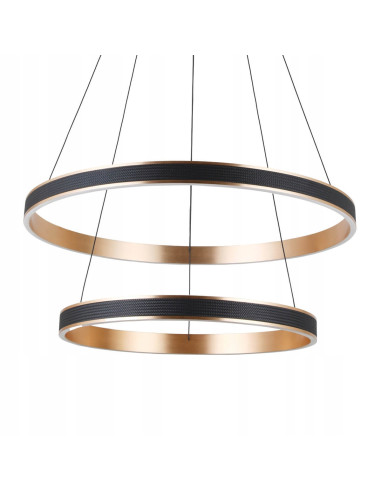 Nowoczesna lampa wisząca RIO w czerni i złocie – eleganckie oświetlenie LED do salonu, jadalni i biura, 4 źródła światła.