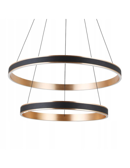 Nowoczesna lampa wisząca RIO w czerni i złocie – eleganckie oświetlenie LED do salonu, jadalni i biura, 4 źródła światła.