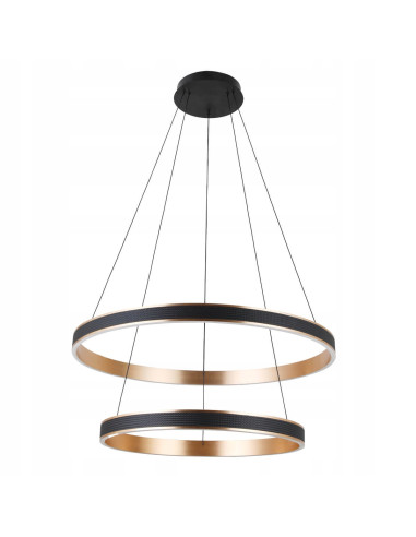 Nowoczesna lampa wisząca RIO w czerni i złocie – eleganckie oświetlenie LED do salonu, jadalni i biura, 4 źródła światła.