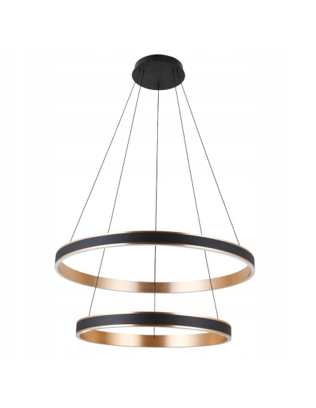Nowoczesna lampa wisząca RIO w czerni i złocie – eleganckie oświetlenie LED do salonu, jadalni i biura, 4 źródła światła.