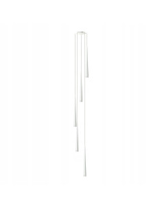 Lampa wisząca Stylo 5-punktowa, regulowana, metalowo-szklana, biała - nowoczesne oświetlenie do salonu i jadalni