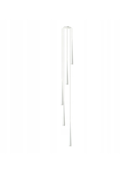 Lampa wisząca Stylo 5-punktowa, regulowana, metalowo-szklana, biała - nowoczesne oświetlenie do salonu i jadalni