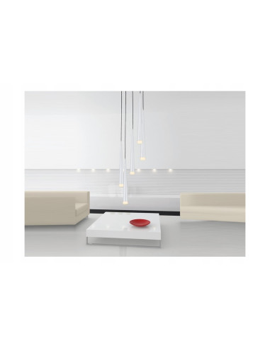 Lampa wisząca Stylo 5-punktowa, regulowana, metalowo-szklana, biała - nowoczesne oświetlenie do salonu i jadalni