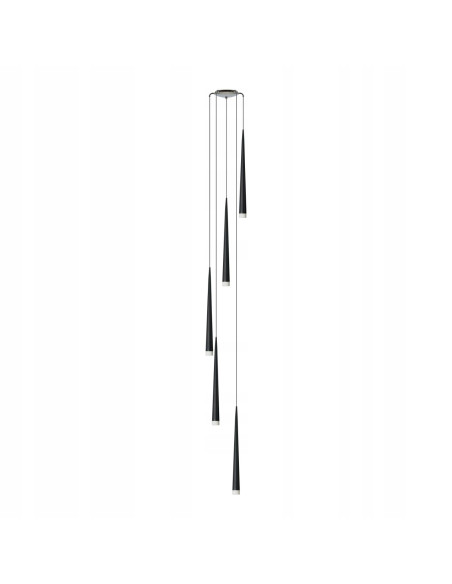 Nowoczesna lampa wisząca Stylo 5, czarny klosz stożkowy do biura, jadalni i salonu, G9 40W, elegancki design.