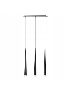 Lampa wisząca Stylo 3 - Nowoczesne oświetlenie z metalowymi oprawkami i szklanym kloszem w eleganckiej czerni