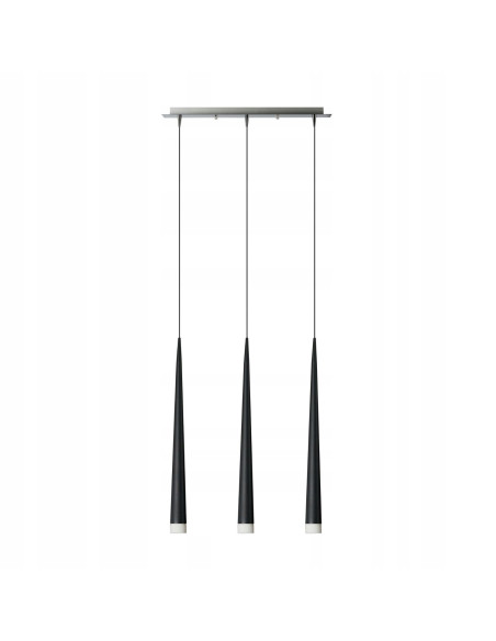 Lampa wisząca Stylo 3 - Nowoczesne oświetlenie z metalowymi oprawkami i szklanym kloszem w eleganckiej czerni