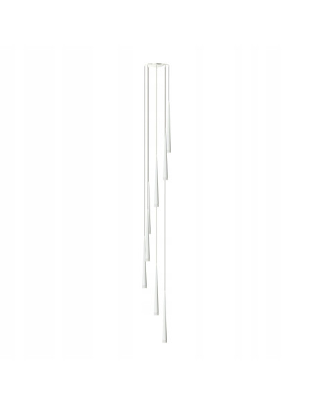 Nowoczesna Lampa Sufitowa STYLO 8 – kaskadowa, elegancka, minimalistyczna, idealna do biura i jadalni, biała.