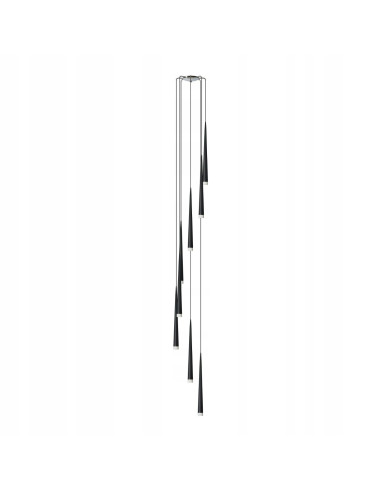 Elegancka lampa wisząca Stylo 8 w kształcie sople - nowoczesne oświetlenie w kolorze czarnym do wnętrz.