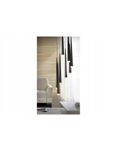 Elegancka lampa wisząca Stylo 8 w kształcie sople - nowoczesne oświetlenie w kolorze czarnym do wnętrz.