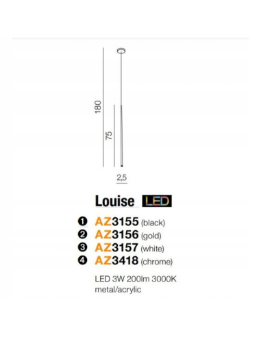 Lampa wisząca Louise 1 w złotym wykończeniu 3000K - eleganckie oświetlenie do biura, jadalni i salonu z LED.