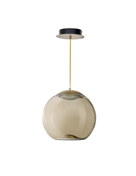 Lampa wisząca złota HELENA A z okrągłym kloszem 150 cm, zintegrowane LED, nowoczesny styl do sypialni i jadalni