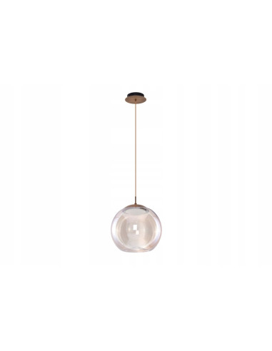 Lampa wisząca złota HELENA A z okrągłym kloszem 150 cm, zintegrowane LED, nowoczesny styl do sypialni i jadalni