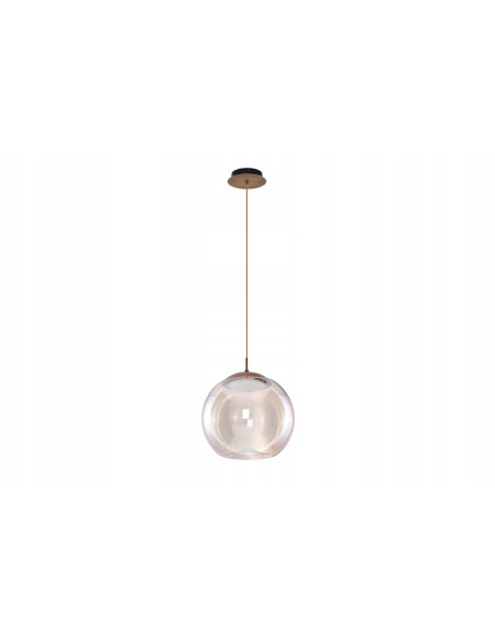 Lampa wisząca złota HELENA A z okrągłym kloszem 150 cm, zintegrowane LED, nowoczesny styl do sypialni i jadalni