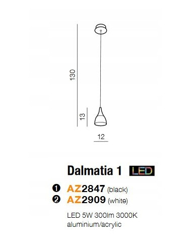 Lampa sufitowa DALMATIA w czerni z LED, idealna do biura, jadalni, salonu i sypialni - elegancki design i funkcjonalność