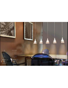 Lampa wisząca LED DALMATIA 5-punktowa w minimalistycznym stylu – bezbarwna, idealna do nowoczesnych wnętrz. 2