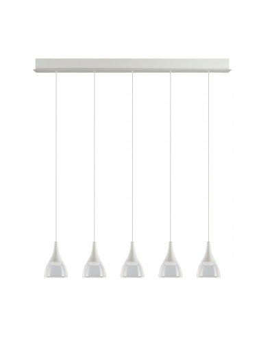 Lampa wisząca LED DALMATIA 5-punktowa w minimalistycznym stylu – bezbarwna, idealna do nowoczesnych wnętrz.
