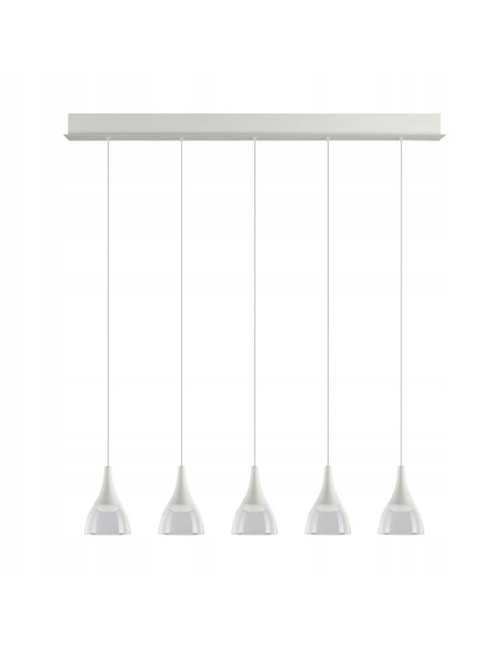 Lampa wisząca LED DALMATIA 5-punktowa w minimalistycznym stylu – bezbarwna, idealna do nowoczesnych wnętrz.